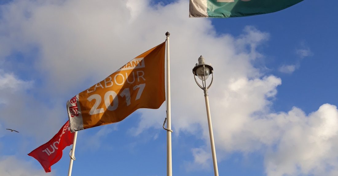 Party conference speech flags
